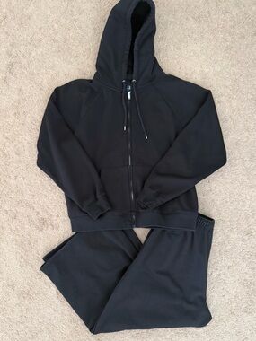 GAP Black Zip Hoodie and Wide Leg Sweat Pants Set Size L and MP